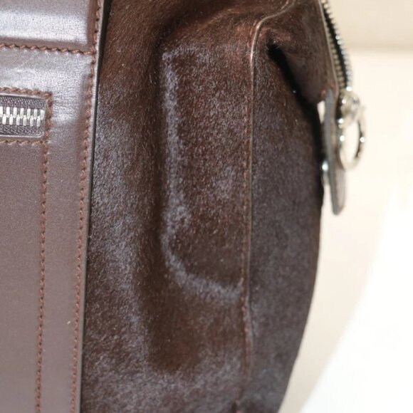 Salvatore Ferragamo AX-21 2834 Pony Hair Boston Handbag - Brown - Picture 8 of 15